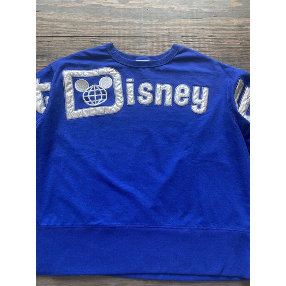 DISNEY Walt Disney World Wishes Come True Blue & Silver Pullover Sweatshirt M - Picture 2 of 6